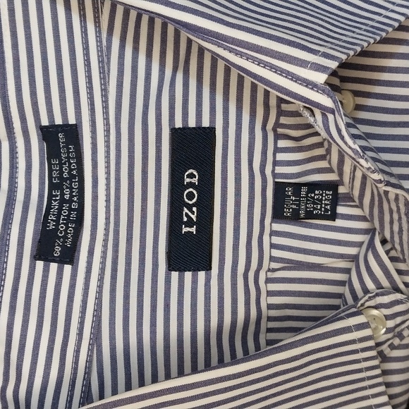 Izod Men's Dress Shirt 16 1/2 (34/35) Large Regular Fit Wrinkle Free - Picture 6 of 6